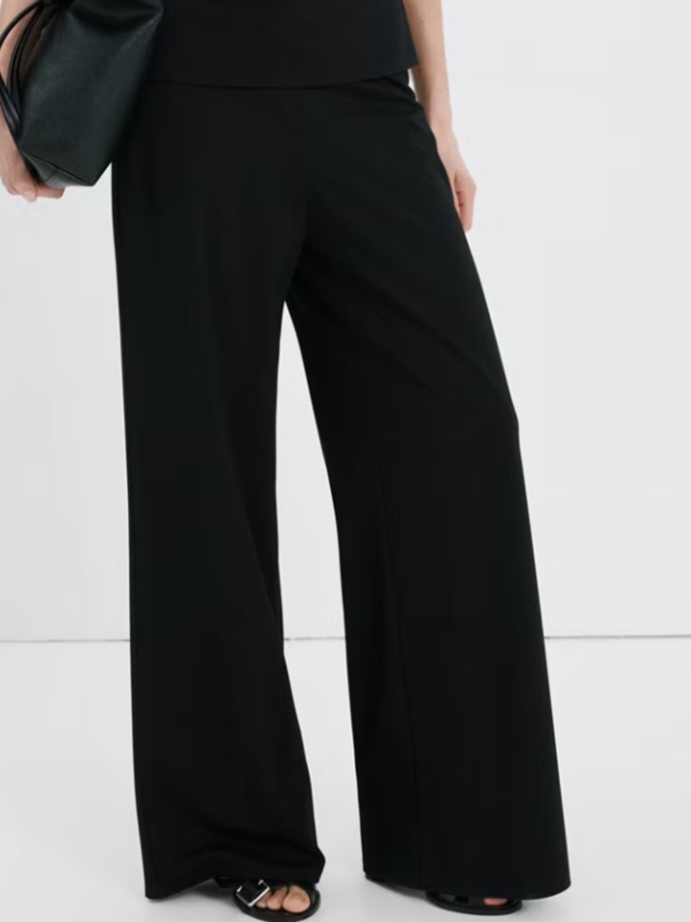 Mango Black STRAIGHT-FIT TROUSERS WITH ELASTIC WAIST 5835
